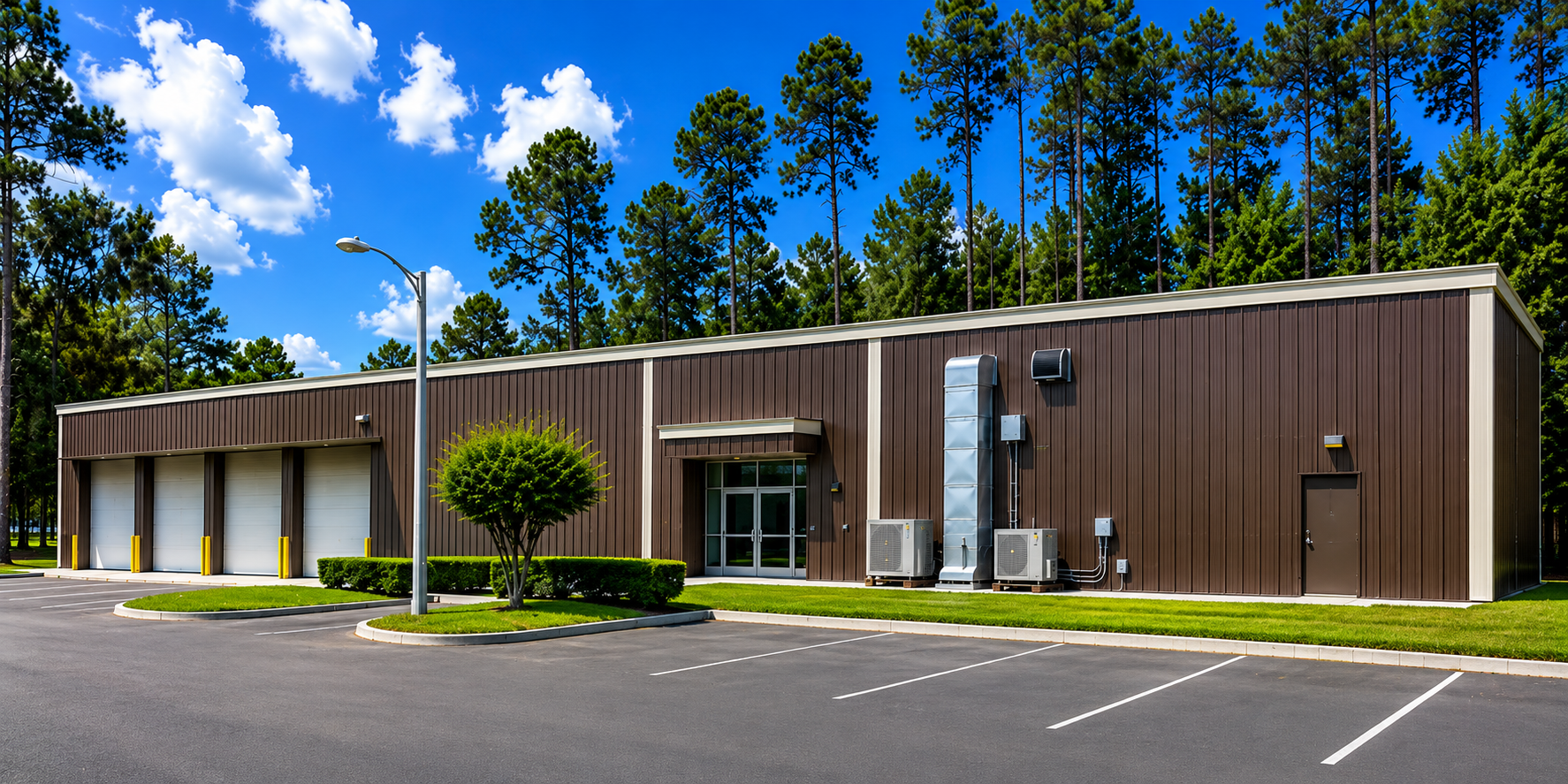 Artist's concept rendering of exterior of new construction program building.
